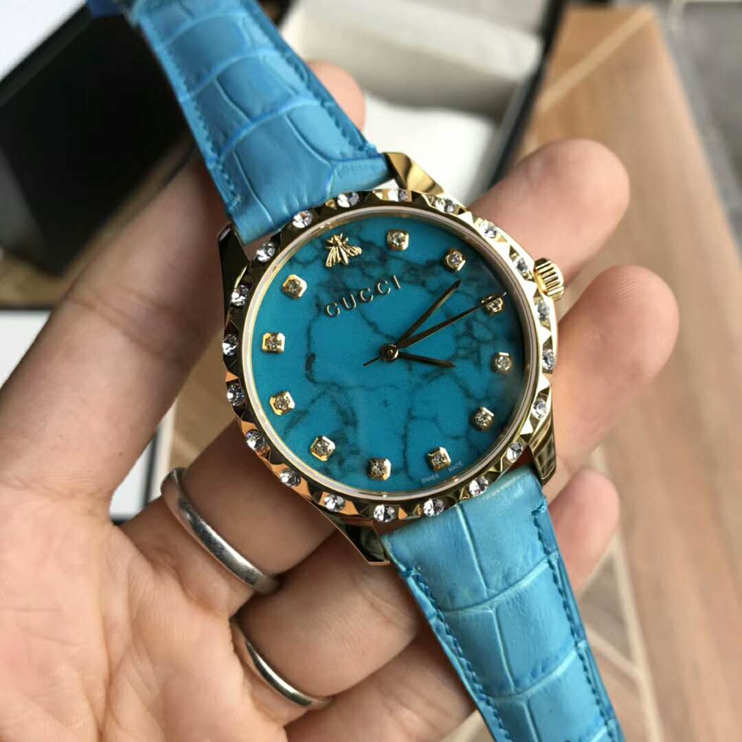 Gucci 最新 古 馳 小蜜蜂藍色腕錶