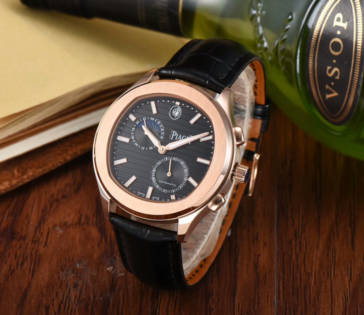 伯爵 PIAGET BLACK -TIE系列2019腕錶隆重上市 牛皮錶帶 灰藍黑白均有 能區分晝夜和第二地時間