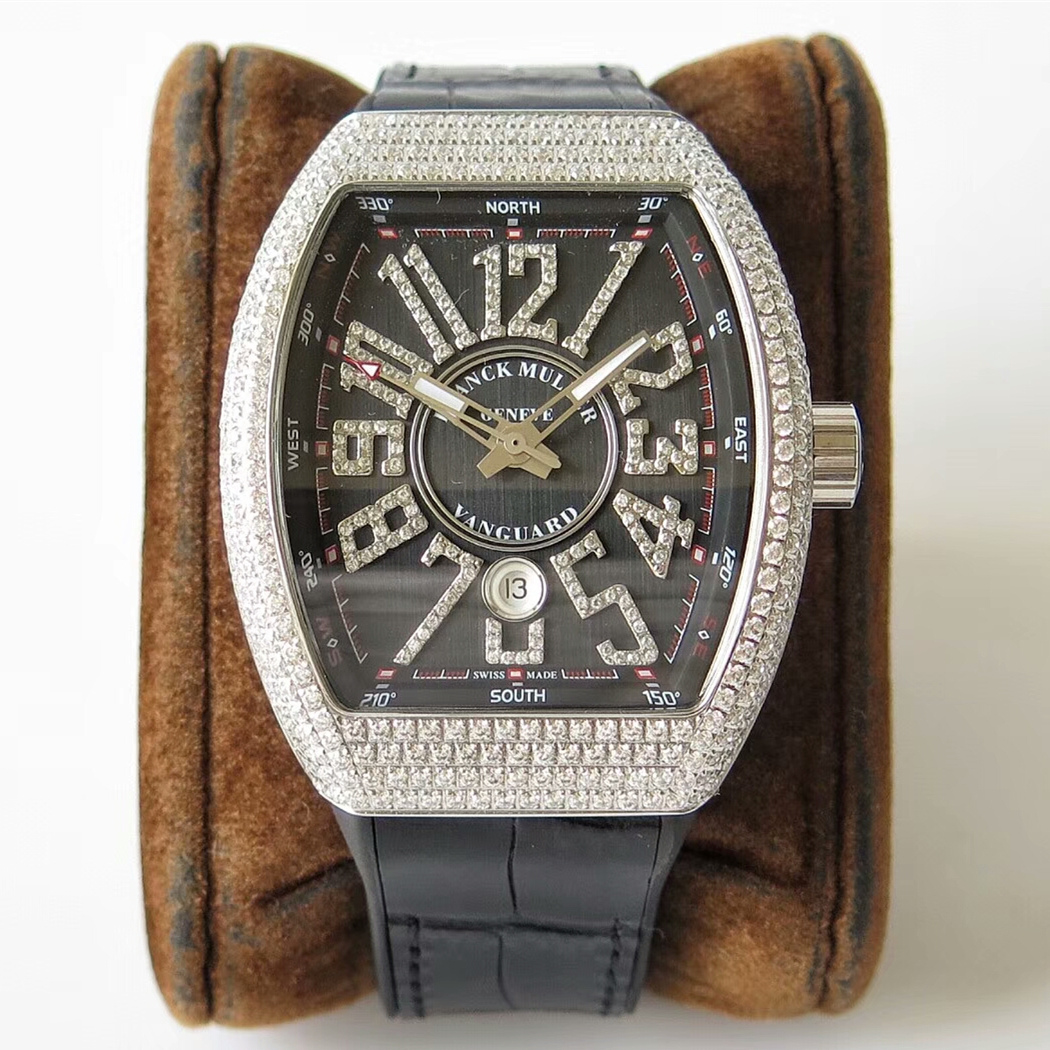 法穆蘭 Franck Muller Vanguard V45 鉆石數字面 與原裝V45滿天星壹致的鑲鉆針扣錶扣 矽膠錶帶