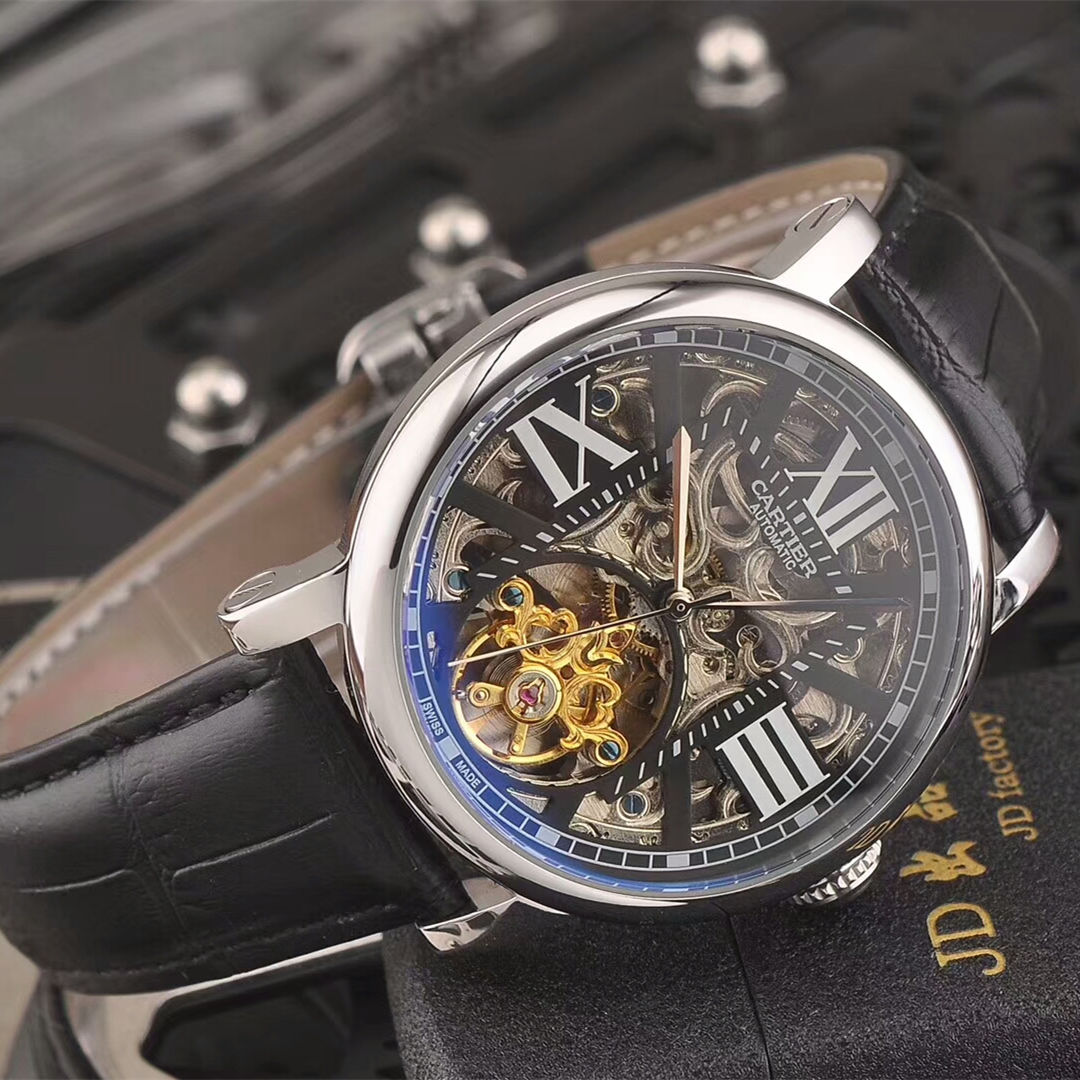 卡地亞男士機械腕錶全自動機械機芯礦物質强化鏡面直徑42mm厚度13mm原裝扣