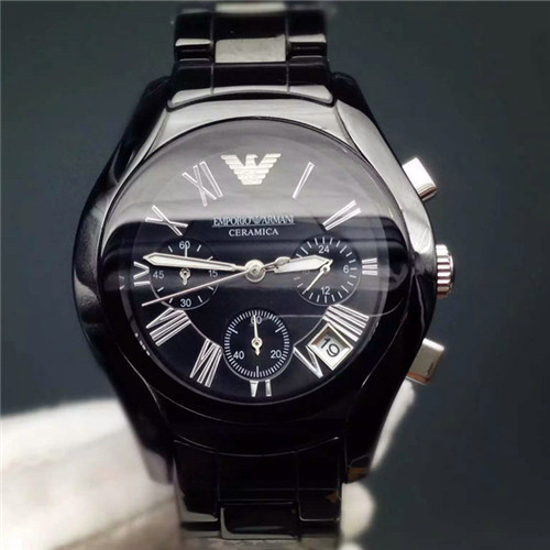 阿瑪尼經典陶瓷系列男女士腕錶黑色pvd不鏽鋼錶帶黑色錶盤