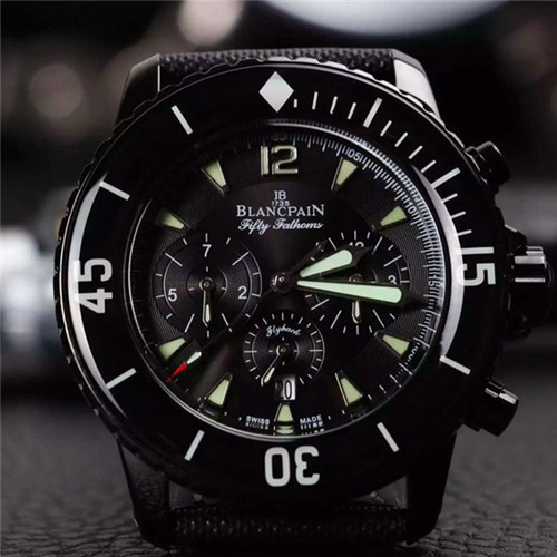 寶珀Blancpain男士腕錶進口全自動上鏈機械進口帆布錶帶強化鍍膜鏡面