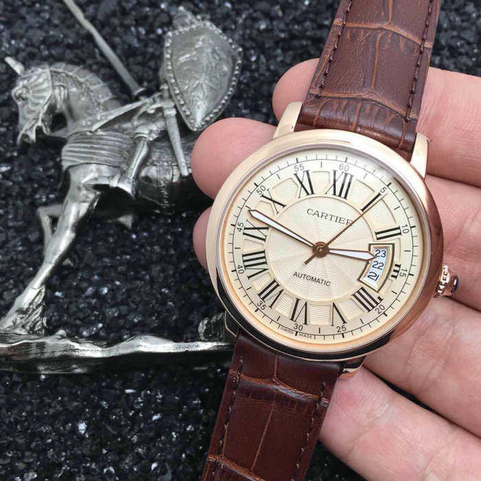 卡地亞Cartier精品男士腕錶全自動機械機芯意大利牛皮錶帶