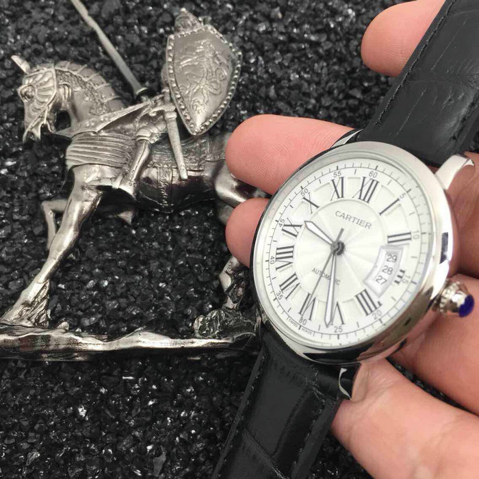 卡地亞Cartier精品男士腕錶全自動機械機芯意大利牛皮錶帶