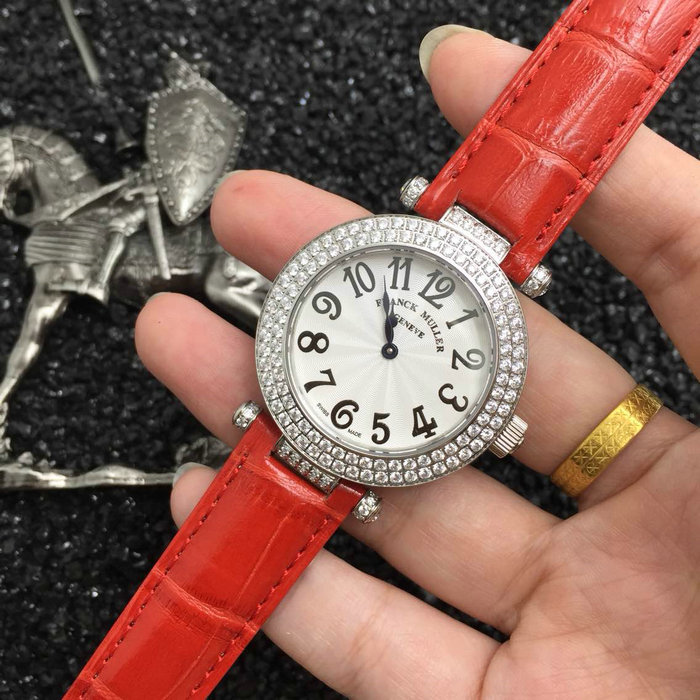 法蘭克穆勒Franck Muller腕錶瑞士石英機芯鑲鉆意大利進口牛皮錶帶