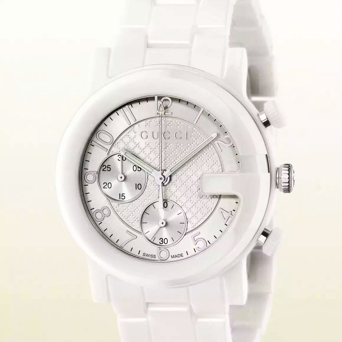 古馳 Gucci G chrono系列女士白色陶瓷手錶YA101353