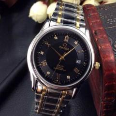 歐米茄蝶飛系列全鋼手錶帶，黑色鏡面，歐米茄男士機械腕錶
