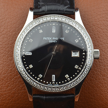 百達翡麗鑲鉆黑色面進口ETA2824機芯男士腕錶PP8347723