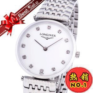 浪琴 精鋼錶殼白色鑲鉆錶盤女錶 LO004