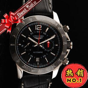09最新款浪琴 海軍上將 黑色陶瓷錶圈 男士手錶機械機芯