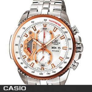 Casio/卡西歐 新款玫瑰金鋼帶指針男士手錶EF-558D-7A