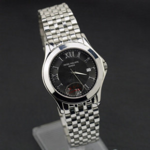 百達翡麗 全精鋼黑底時尚商務男士手錶女錶情侶錶 日本進口石英錶
