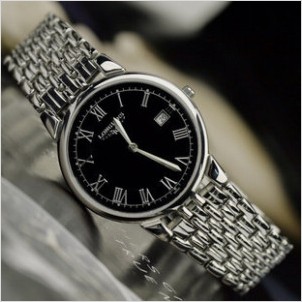 浪琴 3針簡約日曆羅馬字全精鋼時尚男士手錶女錶情侶錶日本石英錶