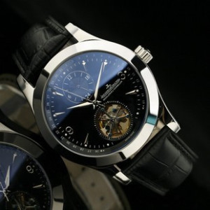 皇家 積家手錶 4針 鋼殼黑面 陀飛輪 全自動機械錶 男士手錶 背透