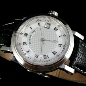 瑞士機芯 寶璣 精鋼殼3針日曆背透款高精 全自動機械錶 男錶（銀白底羅馬字+鉆刻度）