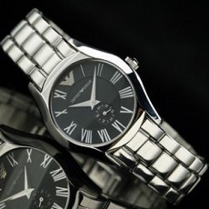 專櫃-阿瑪尼 男士手錶 全鋼黑面小秒盤 女錶情侶對錶 AR-0681