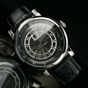 卡地亞 時窗顯示/分針輪盤/全自動機械錶男士手錶/背透款（灰面）