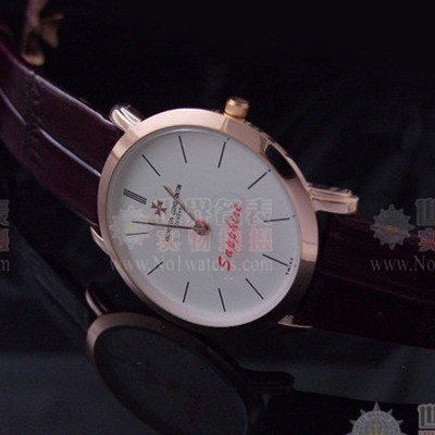 V1135 江詩丹頓精鋼鍍玫瑰金日本石英情侶藍寶玻璃腕錶