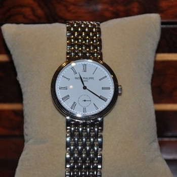 百達翡麗超薄男腕錶，籃寶石防刮耐磨玻璃，316精鋼錶帶 小秒針羅馬刻度