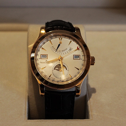 積家Master系列151242A玫瑰金瑞士機芯男機械錶 帶月相動能顯示