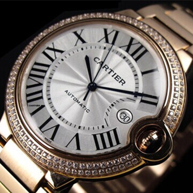 卡地亞藍氣球系列情侶對錶 18K玫瑰金奢華鑲鉆男機械錶WE9008 瑞士機芯