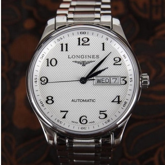 浪琴名匠系列L2.755.5.77.7男士機械錶雙日曆銀色鋼錶帶殼永不退色