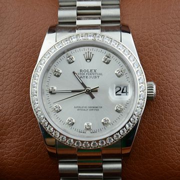 勞力士日誌型白面鋼帶鉆石刻度瑞士ETA2836機芯男士腕錶