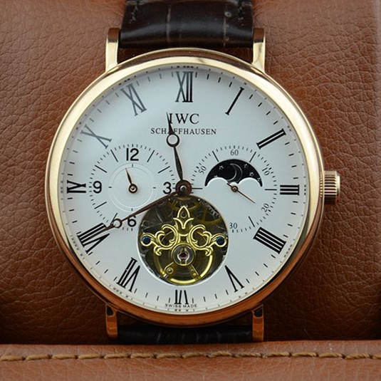 萬國時尚款大錶盤男士日月星辰顯示帶陀飛輪氣質男士腕錶