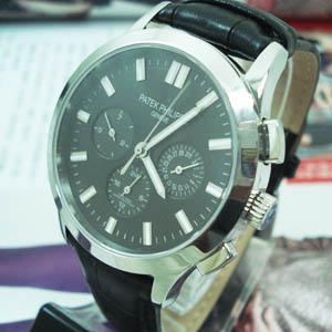 百達翡麗 精鋼錶殼黑色錶盤6針背透男錶 PP063212