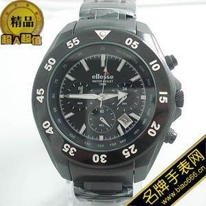 周傑倫代言ellesse艾力士手錶多功能六針手錶運動型錶全黑色