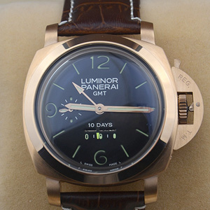 沛納海動能存儲 真皮錶帶 玫瑰金黑面 背透機芯PNH8555780