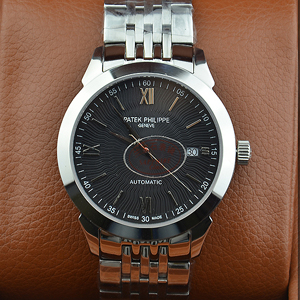 百達翡麗黑色錶盤316精鋼男士機械腕錶PP0172460