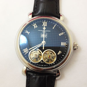 江詩丹頓雙陀飛輪黑色錶盤全自動機械手錶