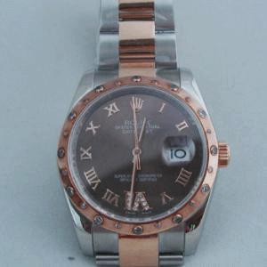 勞力士日誌型情侶手錶咖啡色母貝錶盤3針Rolex011