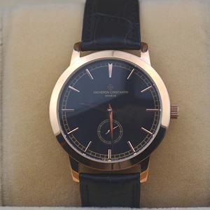 江詩丹頓黑色錶盤V07370 條丁刻度  進口男士機械腕錶