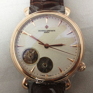 vacheron-constantin3針玫瑰金白色陀飛輪手錶