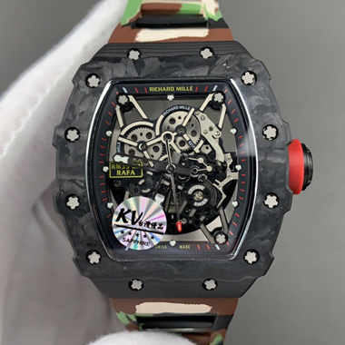台湾KV厂RICHARD MILLE理查德米勒RM35-02碳纤维表壳軍綠迷彩橡膠錶帶